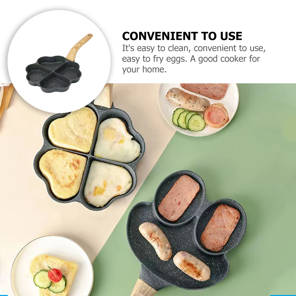 

Multi-Function Egg Frying Pan Non-Stick Household Pancake Pan Wooden Handle Daily Use Breakfast Frying Accessory