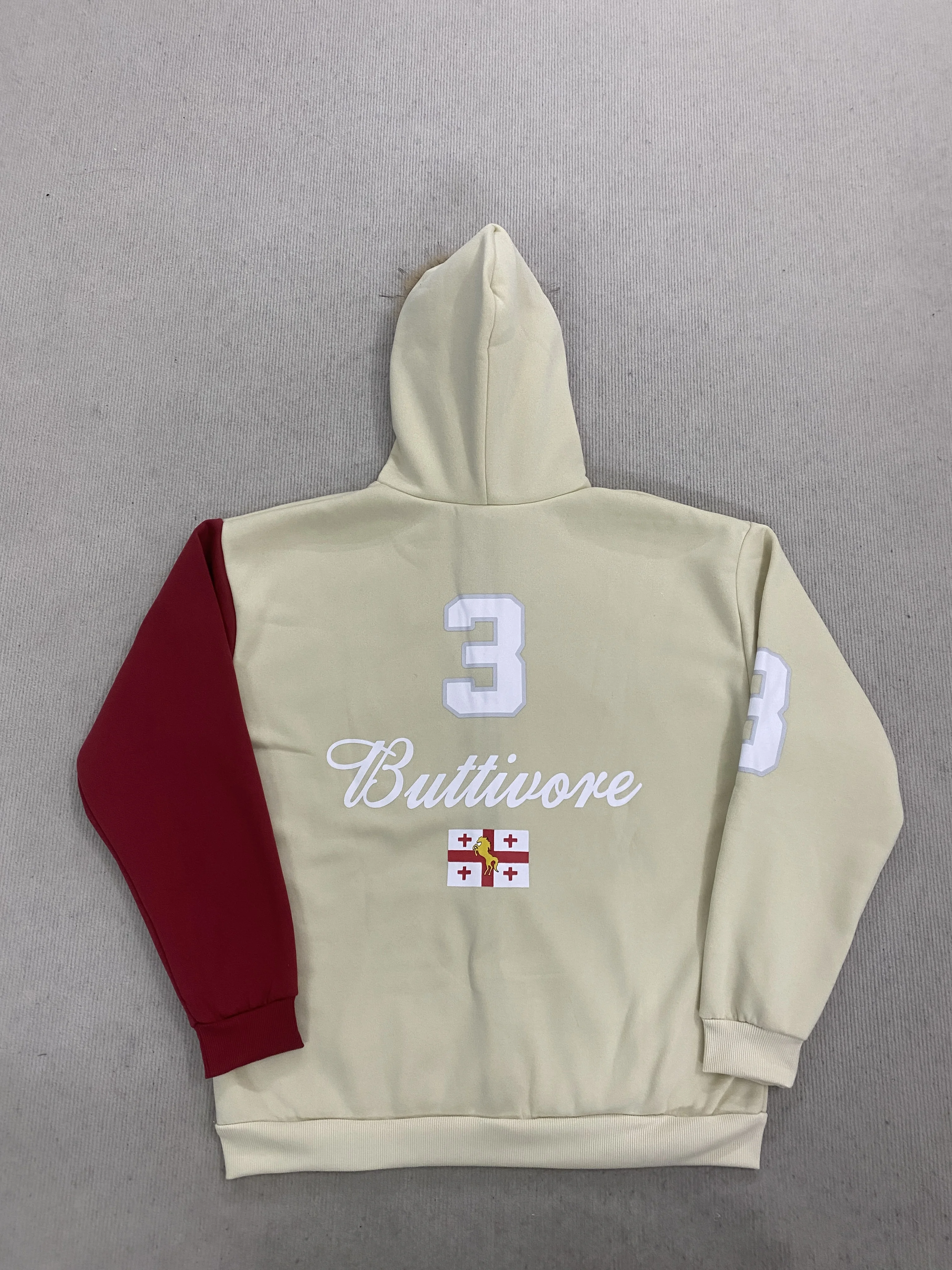 Unisex-Hoodie mit Farbblockdesign und Reißverschluss, Kapuze mit Kunstfellbesatz, Pferdeflaggen-Stickerei, Buchstabendruck, Oversize Y2K Hip-Hop Streetwear – Detail 3