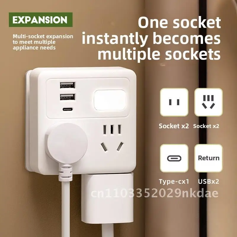 86 Type Multi-function Wall Socket Power Strip with USB Night Light Switch Plug-in Board for Home And Office