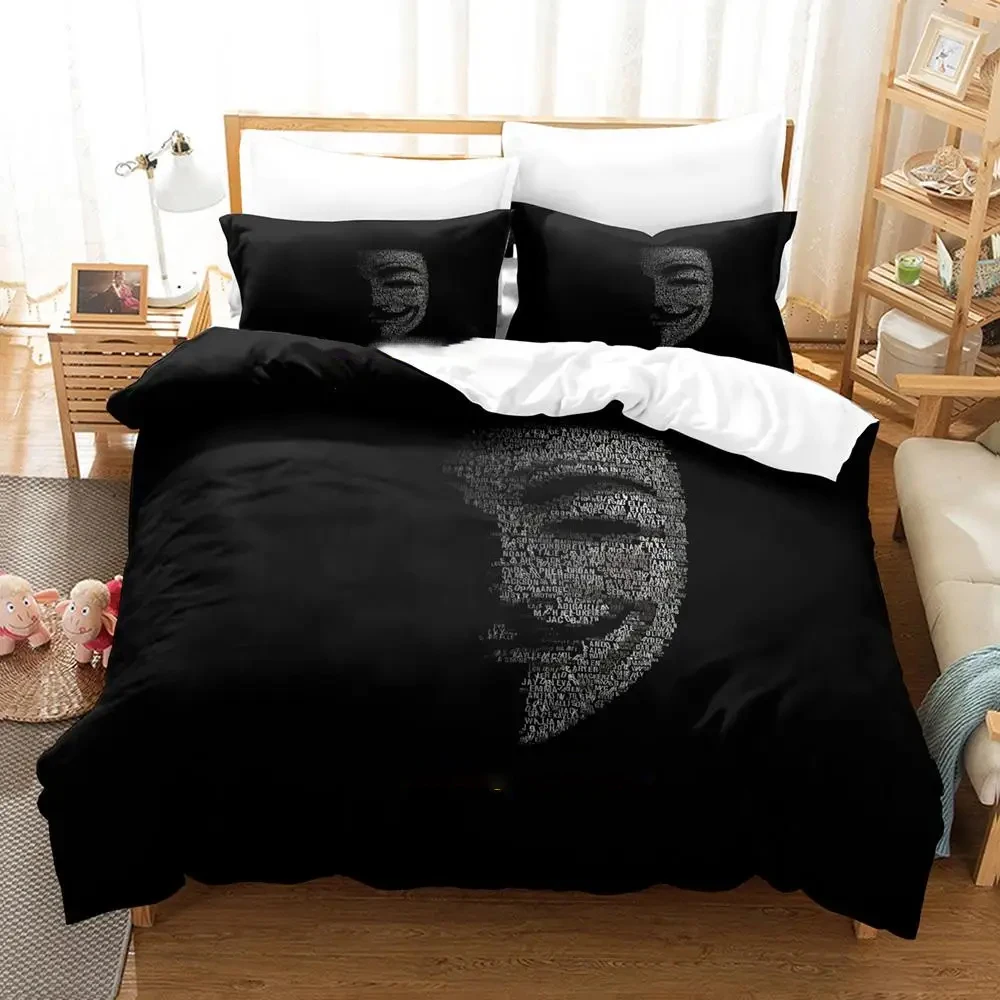 Personality Technology Anonymous Bedding Set Duvet Cover Bed Set Quilt Cover Pillowcase Comforter king Queen Size Boys Adult