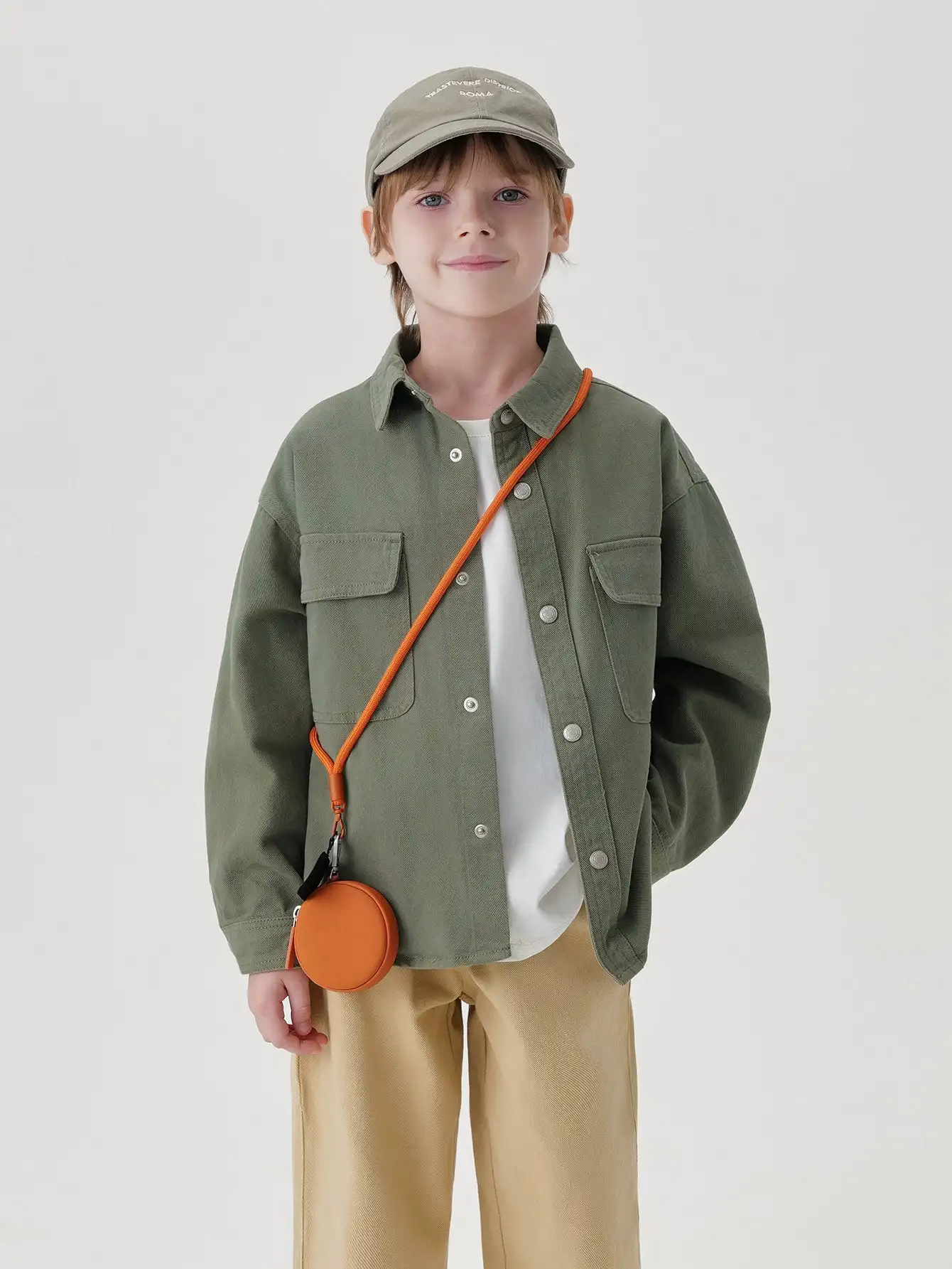 MARC & JANIE Boys Outdoor Shirt Lapel Jackets Workwear Snap Button Long Sleeve Tunic Casual Soft Cotton Tops 241029