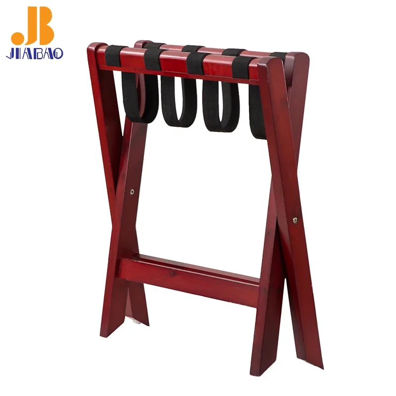 Foldable Wooden Folding Luggage Rack Hotel Furniture Wood Tray Stand