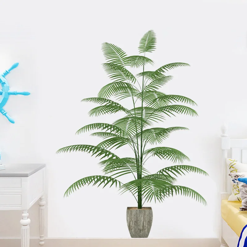 Large Green Plants Wall Stickers Palm Leaves PVC Living Room Art Vinyl Poster Wallpaper Home Decoration Mural