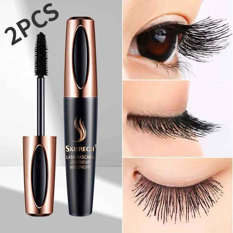 2Pcs 4D Smooth Waterproof Mascara Long Lasting Smudge Proof Volume & Volume Mascara Extension Make Up Beauty Eye Korean Cosmeti