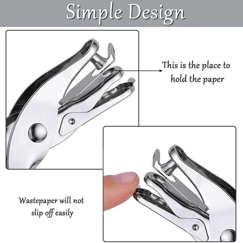 Perforadora Manual Alicates perforadores de 3 mm 2 piezas Perforadora de 1 orificio Perforadora de papel manual Plata