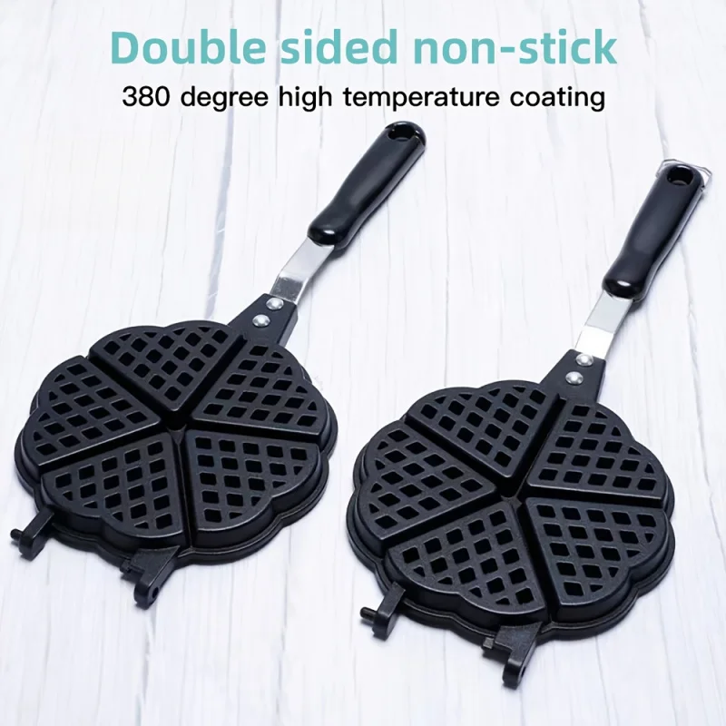 Aluminum alloy waffle making mold - non-stick pan, portable cake and muffin baking tray for DIY breakfast dessert making at home