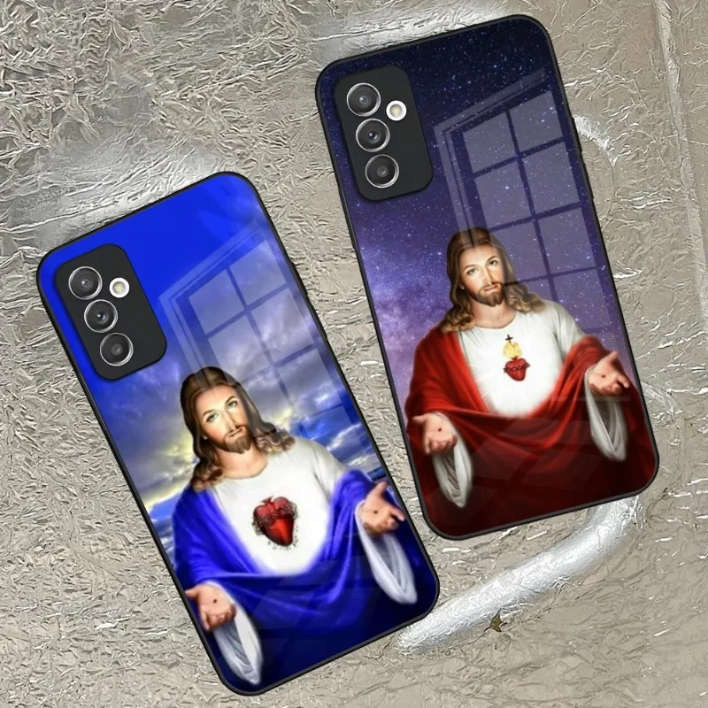 Divine Mercy Jesus Cross Phone Case For Samsung S21 S30 S22 S20 Ultra Fe S10 E S9 S8 Plus S7 Edge Toughened Glass