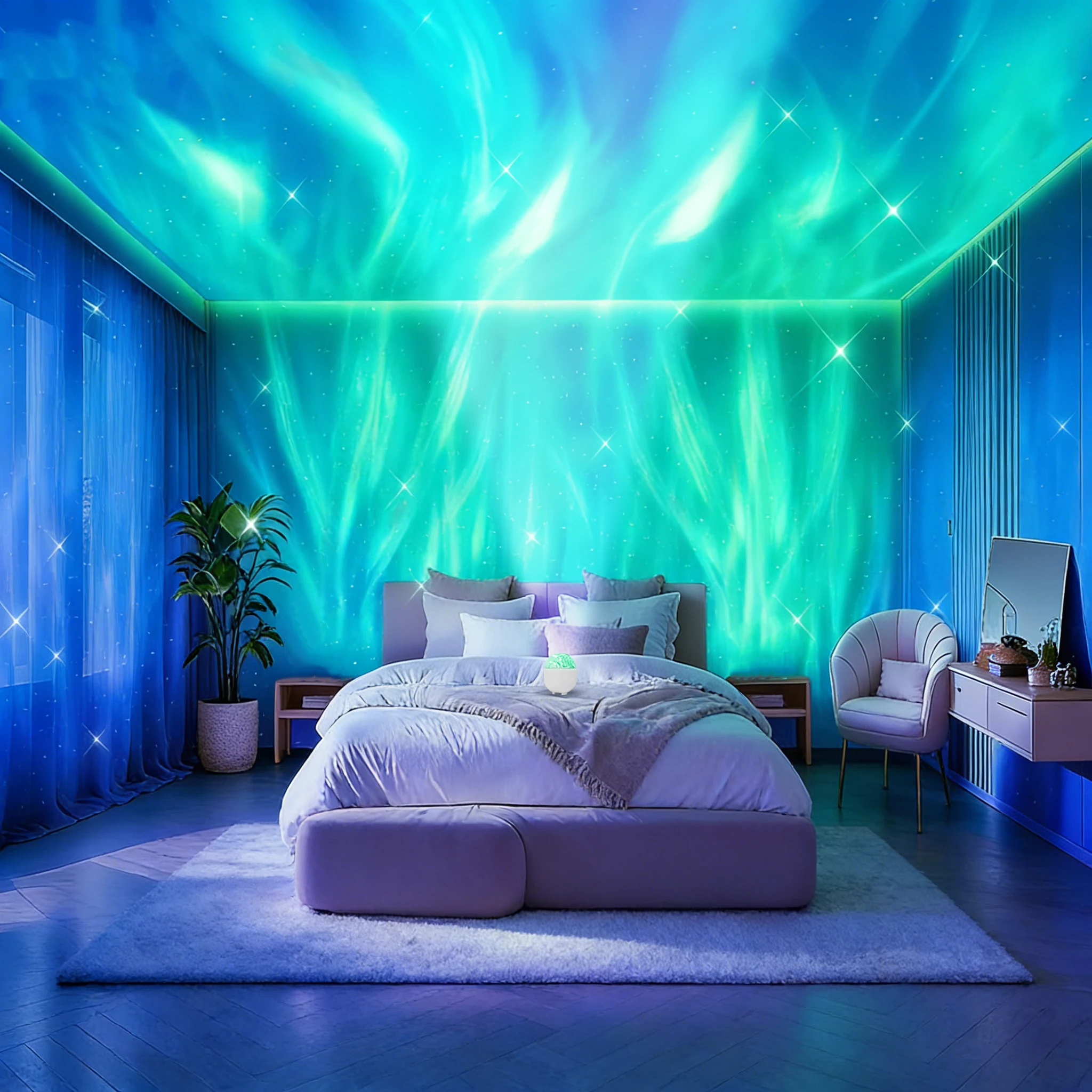 LED السماء المرصعة بالنجوم العارض موجة وسديم ضوء الليل الدورية نجمة نهر جو ضوء USB غرفة نوم ضوء الديكور الرومانسي #6