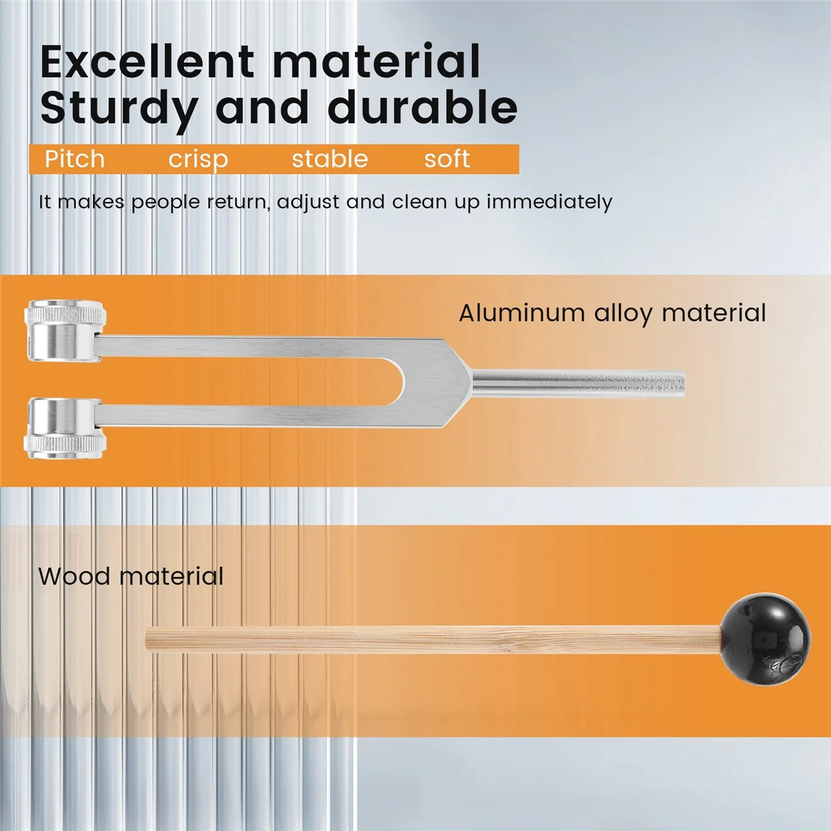 Diapasón de aleación de aluminio 256Hz 256C con martillos para pruebas de sistema nervioso, terapia de curación de sonido, cuidado de la salud