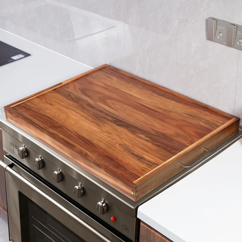 

Noodle Board Stove Cover with Handles, Acacia Noodle Board Stove Top Covers for Gas Burners and Electric Stove, RV Stovetop Cove