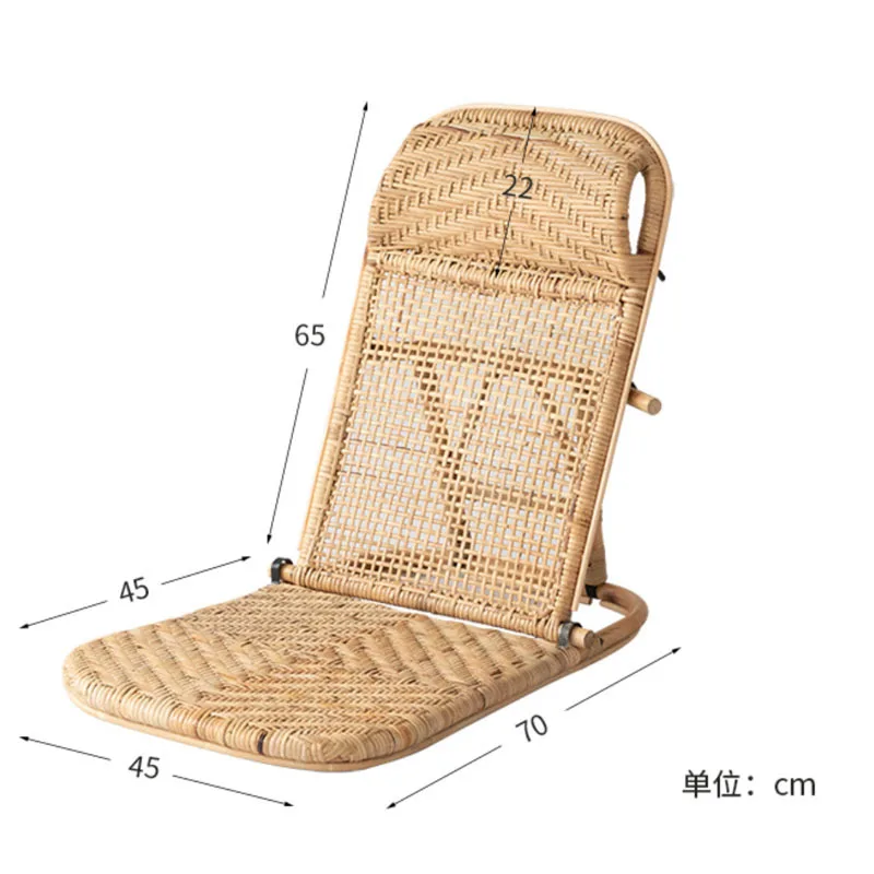 Portable Folding Rattan Beach Chair Bamboo Floor Lawn Pool Deck Chair Sun Lounger Camping Deck Chair