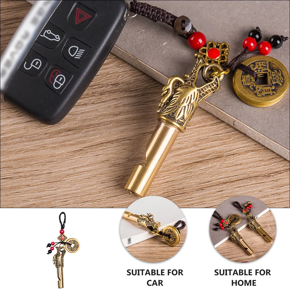 خمر التنين رئيس صافرة النحاس الرجعية في الهواء الطلق بقاء المفاتيح قلادة براعة رائعة خفيفة الوزن المحمولة هدية #2