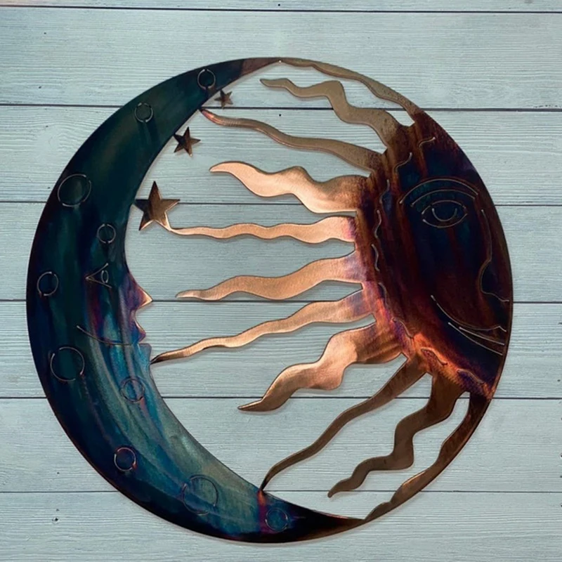 Elegant Sun And Moon Wall Art Metal Decor Eye Catching Sculpture Beautifully Festive Decoration Fine Craftsmanship Metal