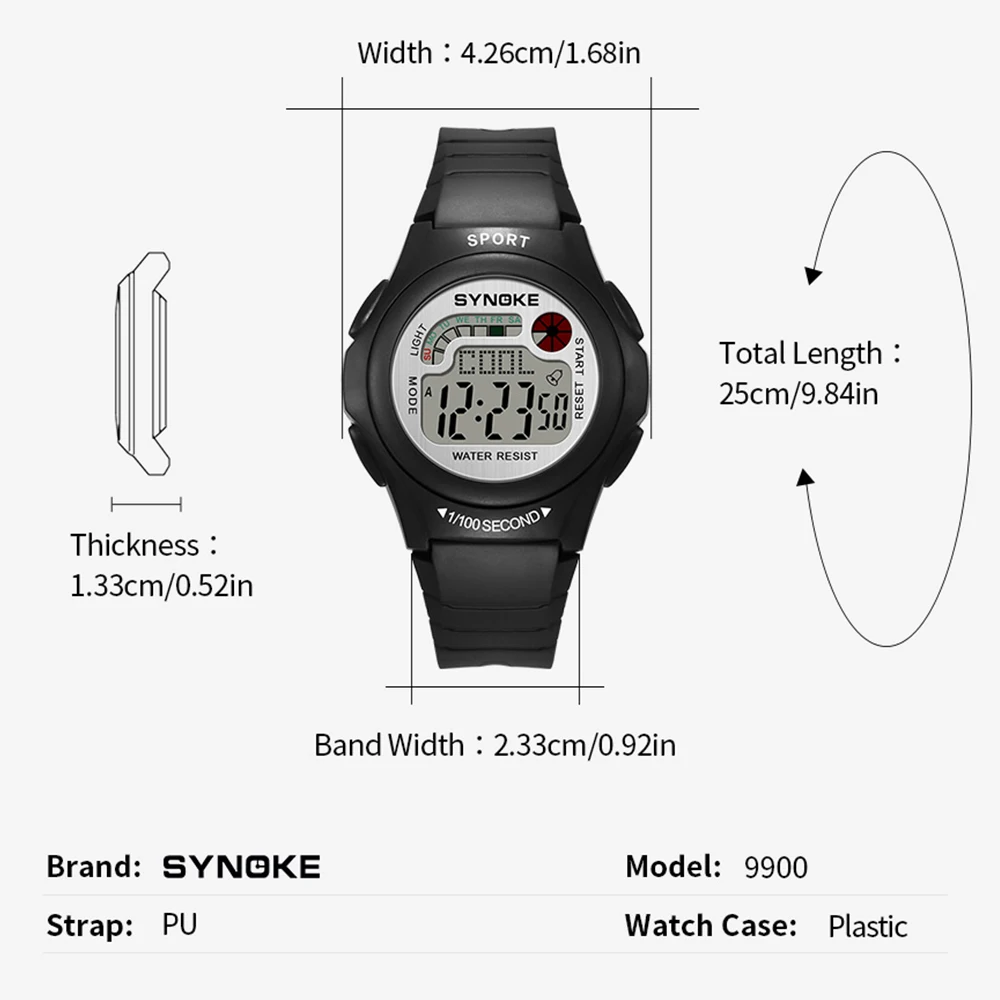 SYNOKE Digital Men Watch Military Sport Waterproof Electronic Watches Chronograph Date Week Men\'s Clock reloj hombre