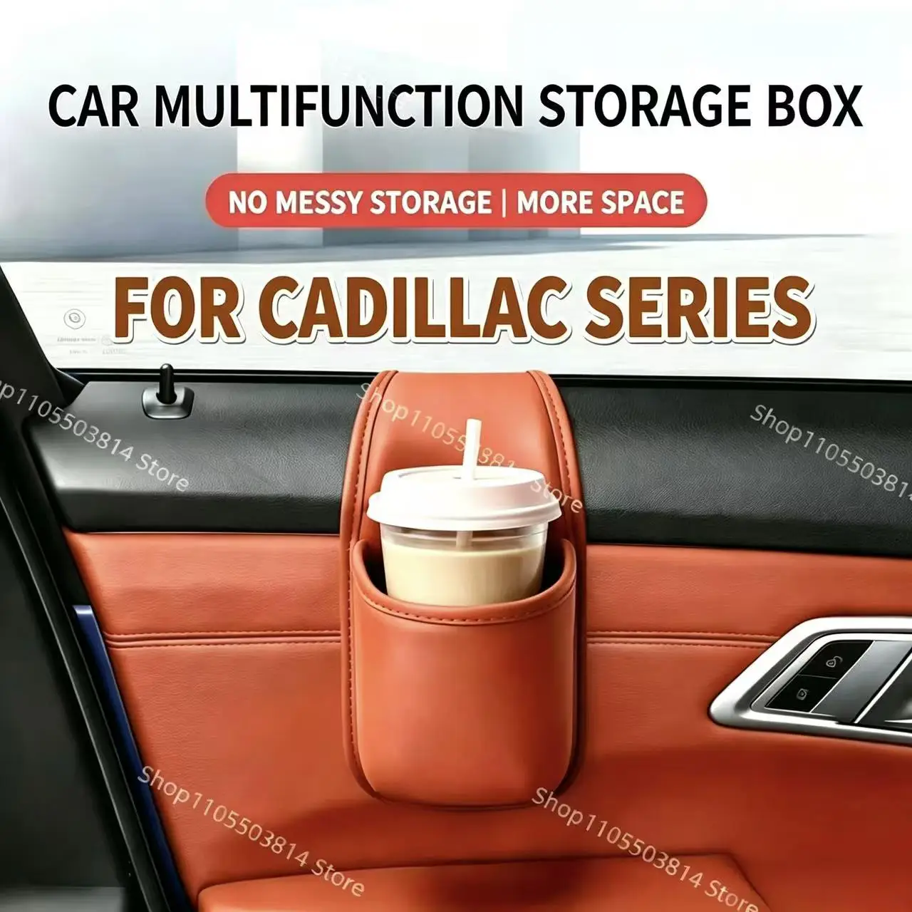 For CADILLAC Car Door Storage Box Hanging Car Organizer Bag Cup Holder Auto Glass Gap Hanging Storage Pouch Interior Accessories