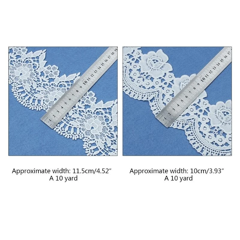 R1WE Lace TrimUnilateral Wide Polyester&Cotton Water-soluble Embroidery Lace White Hollow Clothing Curtain Lace Accessories