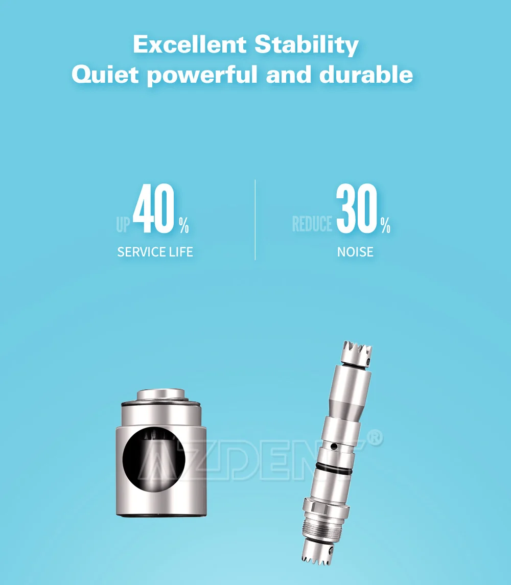 AZDENT Dental 1:1 LED-Glasfaser-Handstück, internes Wasserspray-Winkelstück, Druckknopfffutter, blauer Ring, Handstück mit niedriger Geschwindigkeit – Detail 5