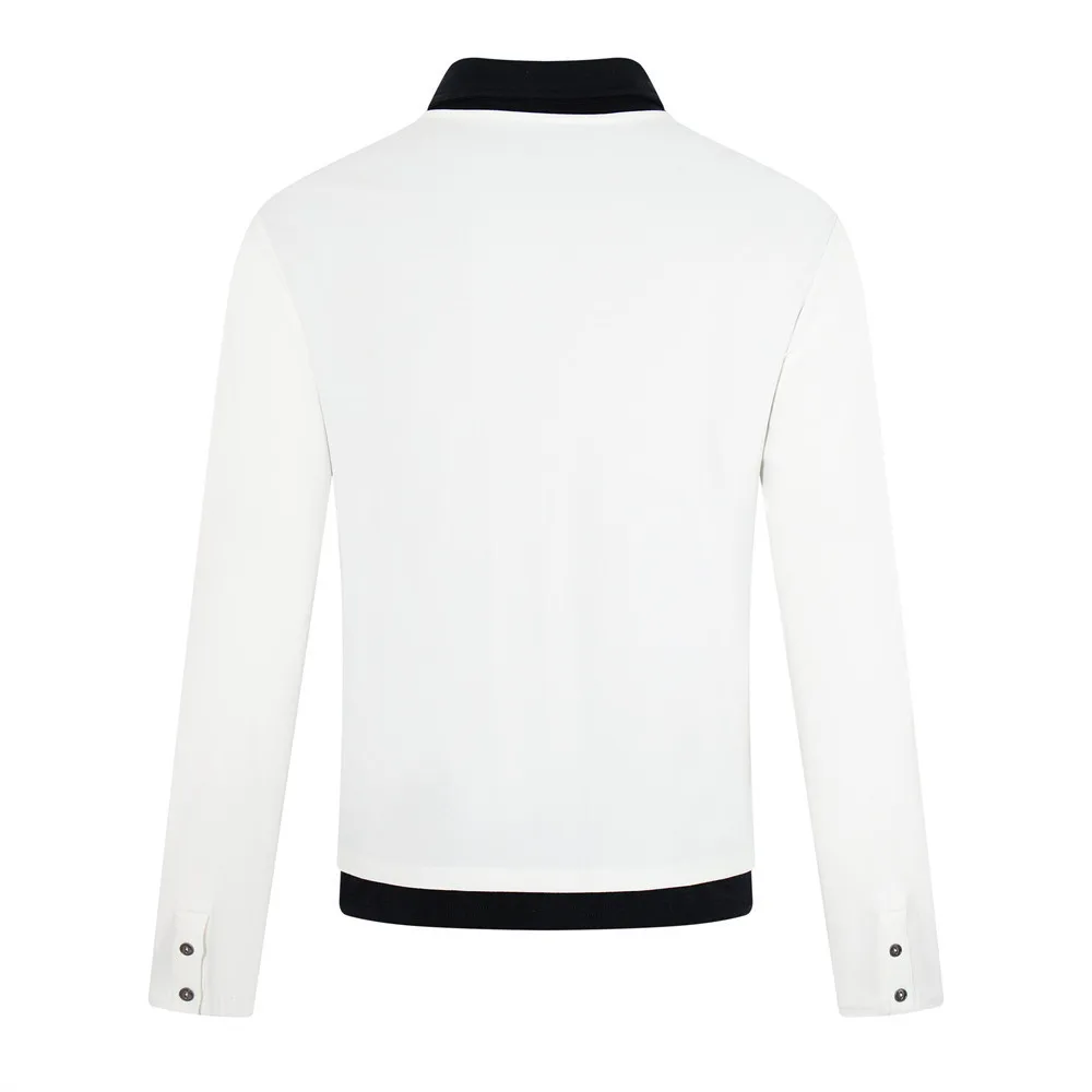 MWJLPWQ Fake Two-Piece Color-Blocked Long-Sleeve T-Shirt For Men Casual Spring Autumn American Trendy Ins Loose Fit Tops 20802