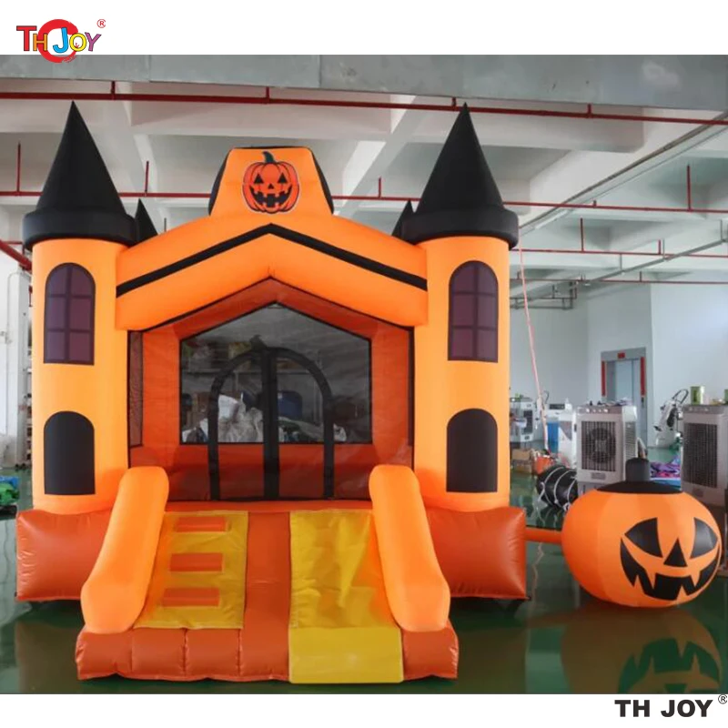 Nouveau Design 4.5x3.5m gonflables fête d'halloween château gonflable toboggan combo citrouille Orange maison de rebond pour les événements de fête