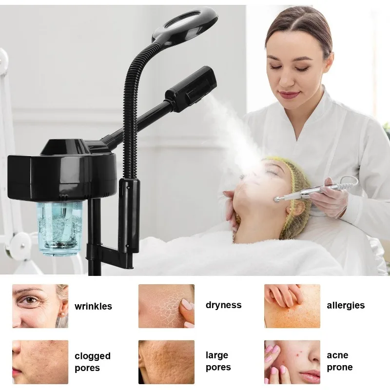 Facial Steamer Professional with 5X Magnifying Lamp, with Time Setting, Face Steamer for Facial Deep Cleaning for Esthetician