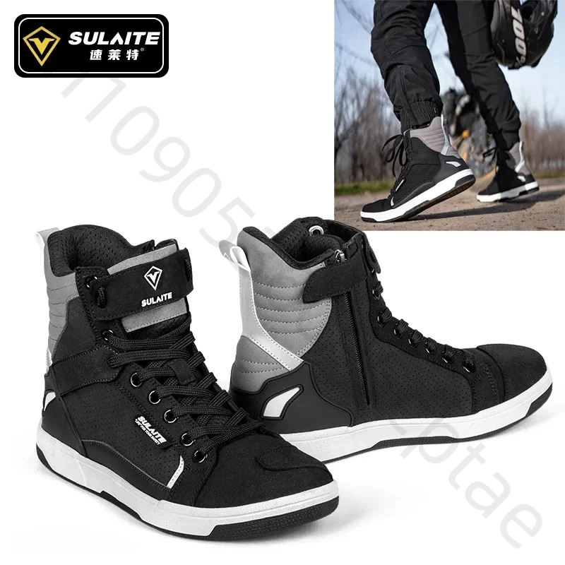 Men biker Women Motorcycle Boots Biker Shoes Breathable Mesh Moto Ankle Protection Motorbike Riding Racing Motorcycle Shoes