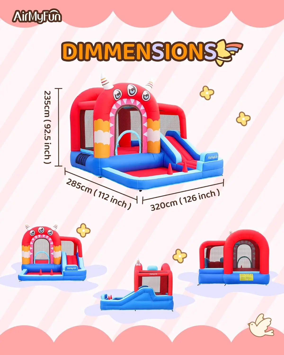 Bounce House,Bouncy Castle with Air Blower,Play House with Ball Pit,Inflatable Kids Slide