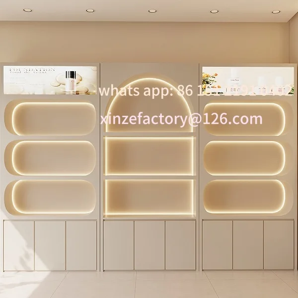 

Customizable Beauty Salon Product Display Cabinet Skin Care Display Rack Makeup Cabinet Shelf Customized Cosmetics Display Cabin