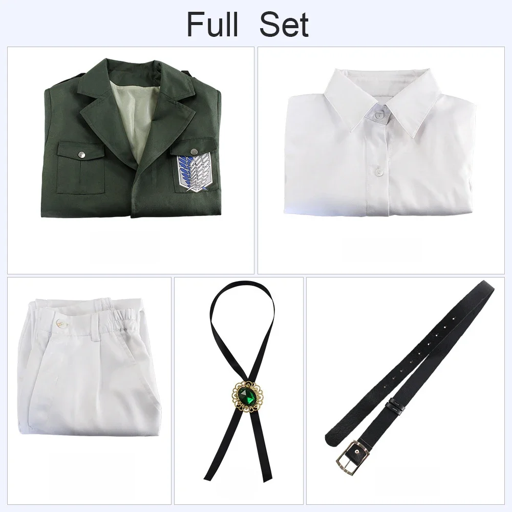 2025 أنيمي AOT تأثيري ليفي كوستوم Shingeki جين كيوجين الكشافة Legioen Soldaat Jas خندق سترة موحدة ملابس الهالوين