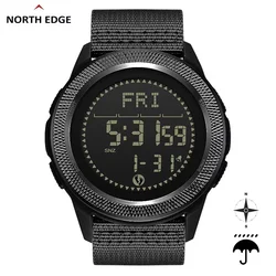 NORTH EDGE Watches for Men New C-NEXUS Compass Waterproof Stopwatch Carbon Fiber Nylon Strap Mens Watch with Box Reloj Hombre