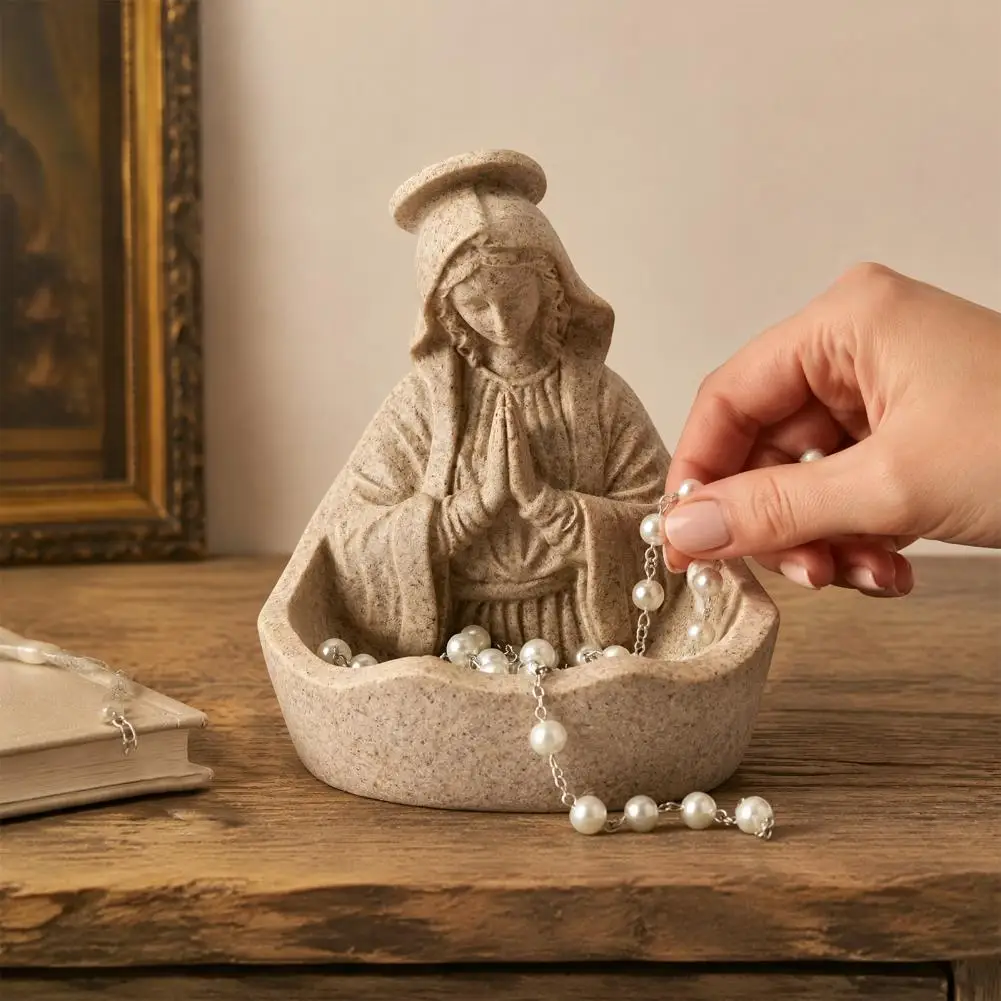 Confirmation Gift Lady of Grace Statue Mary Rosary Holder Blessed Mother Figurine Catholic Home Decor Gift for Women Mary Statue