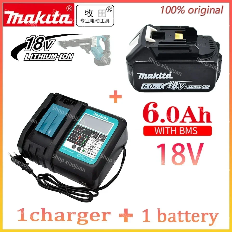 

Makita-100 % Оригинальная Аккумуляторная батарея для электроинструмента, сменная фотобатарея, литий-ионная, 6,0 Ач, 18 в, LXT, BL1860B, BL1860BL1850