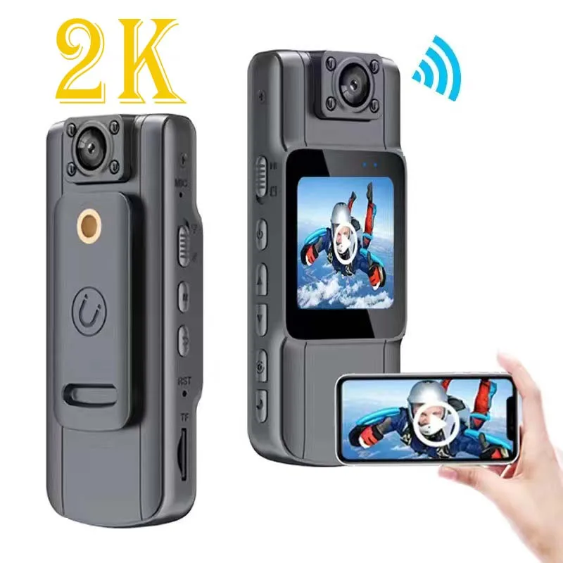 2K Wifi Body Camera Infrared Night Vision Full HD Mini Camera 130° Wide Angle Lens 180° Adjustable for Law Enforcement Security