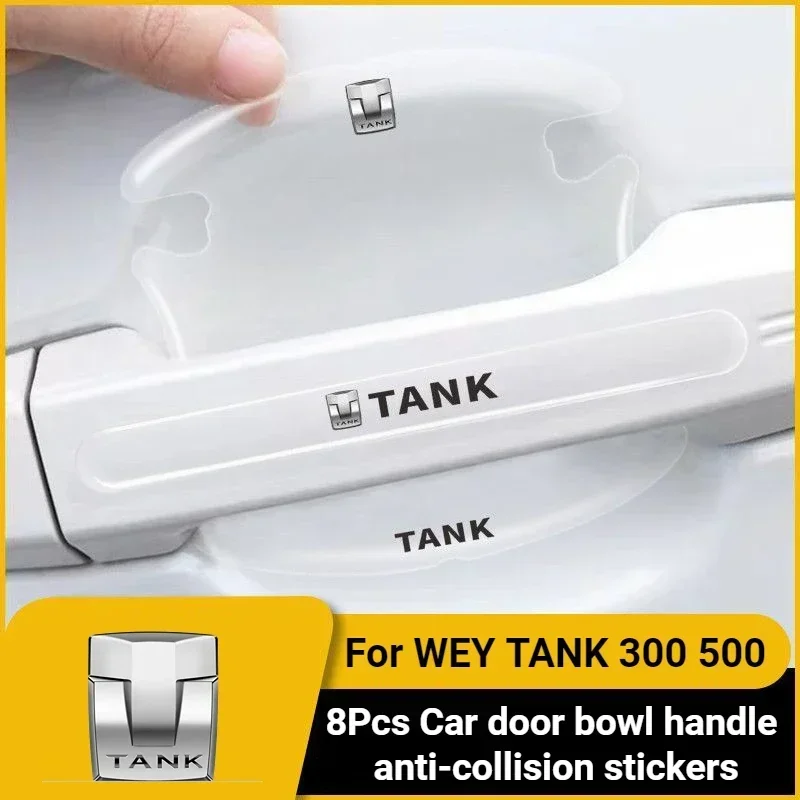 TANK 300 500 Car Wrist of Door Protection Film 8pcs Door Handle Emblem Exterior Door Bowl Sticker for GWM TANK 300 500