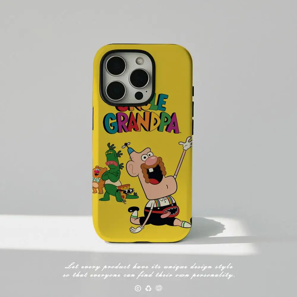 حافظة هاتف لهاتف آيفون 17 16 15 14 13 12 Pro Max Plus لامعة عالية الدقة بطبقة مزدوجة غلاف صلب سائل كرتوني العم الجد #2