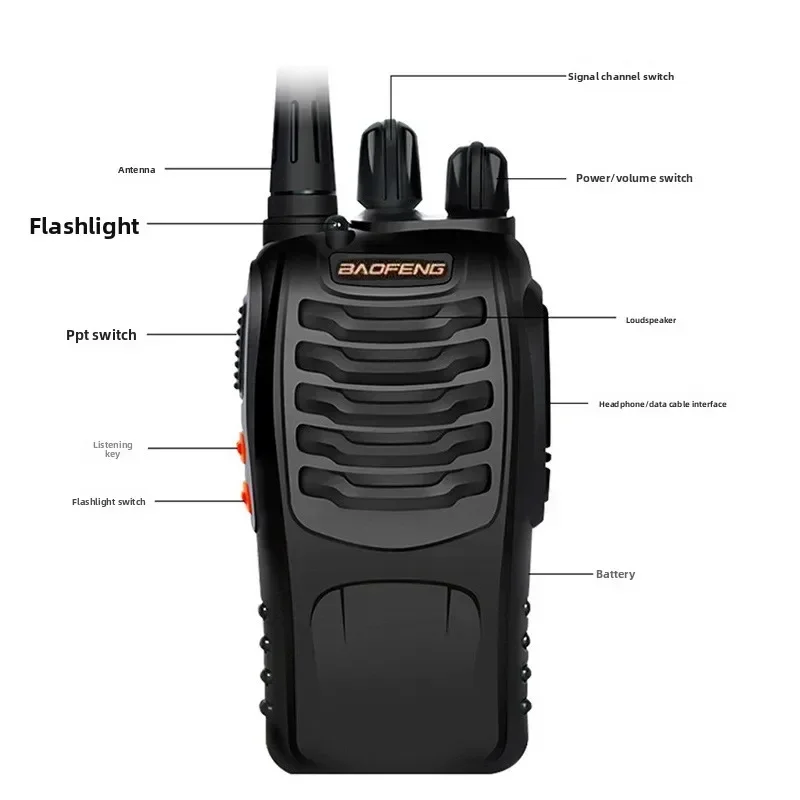 Durable BAOFENG / BF-888H Handheld Wireless Civil Intercom Intelligent Noise Reduction Compact And Lightweight