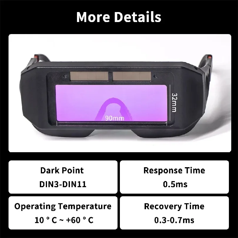 Solar Powered Welding Helmet Auto Darkening Welding Goggles LCD Welder Glasses for TIG MIG MMA Plasma Welder Glasses view 5