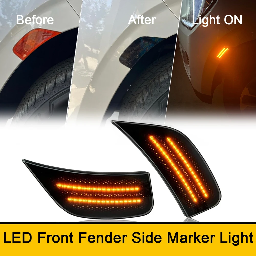 For Chevy Suburban Tahoe GMC Yukon XL Denali Cadillac Escalade ESV Front Fender LED Side Marker Turn Signal Stop Light Amber