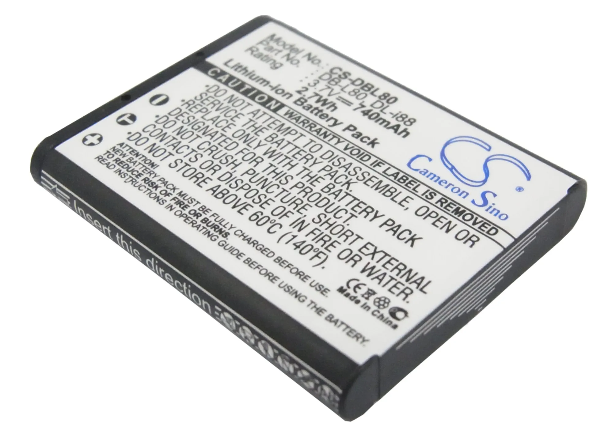 Camera Battery For PENTAX D-LI88   Sanyo DB-L80  DB-L80AU   Toshiba PX1686  PX1686E-1BRS  PX1686U  PX1686U-1BRS 740mAh