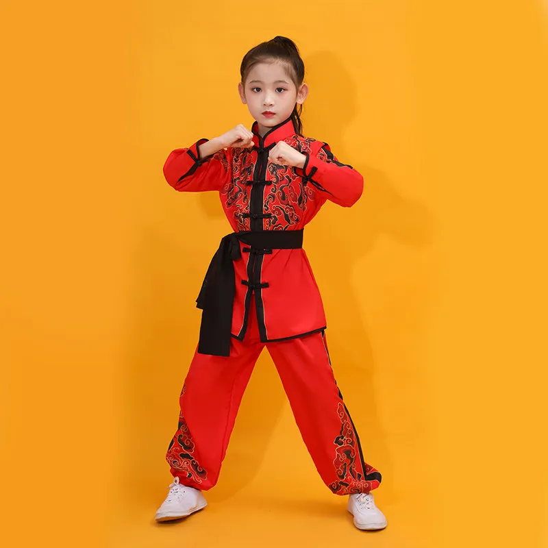 

Детские костюмы для занятий ушу для мальчиков и девочек, традиционные китайские костюмы для тренировок по кунг-фу и тай-чи, наряд с вышивкой дракона