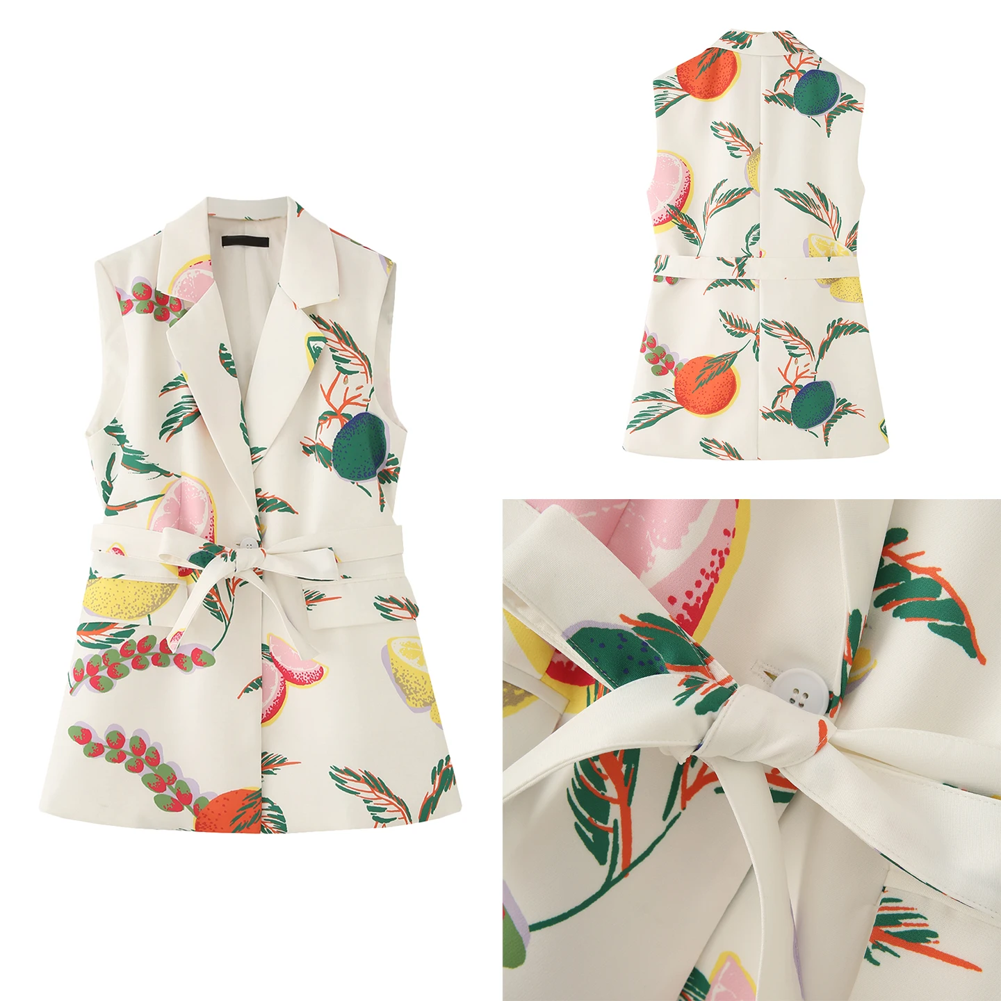 

2025 Autumn New Faion Women's Tank Top with Fruit Waist Belt Tropical Holiday Sle Cusizable Commute Plant Floral Pattern