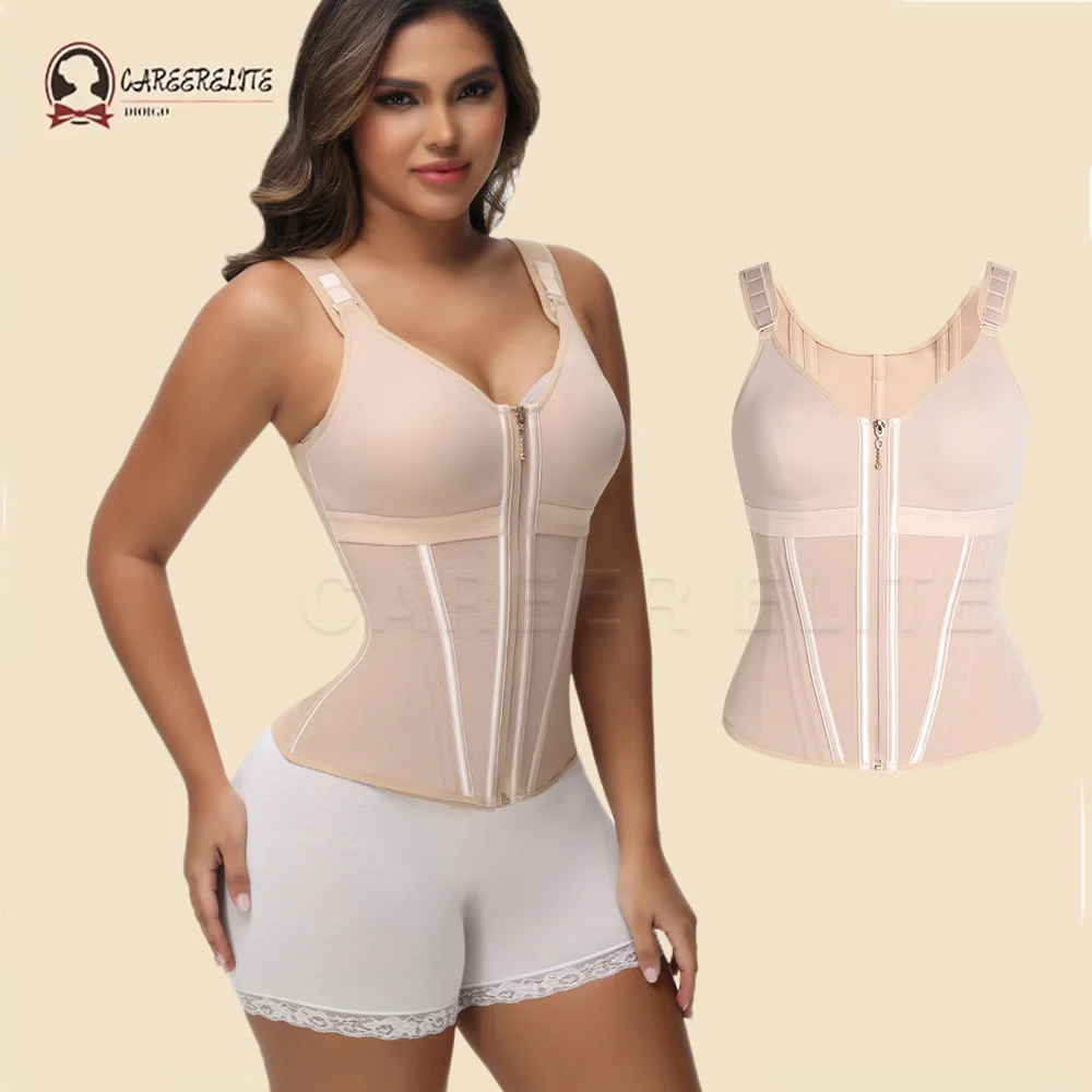 

New Waist Trainer Vest for Women Double Compression Corset Body Shaper Tummy Control Cincher Tank Top with Straps Sports Girdle