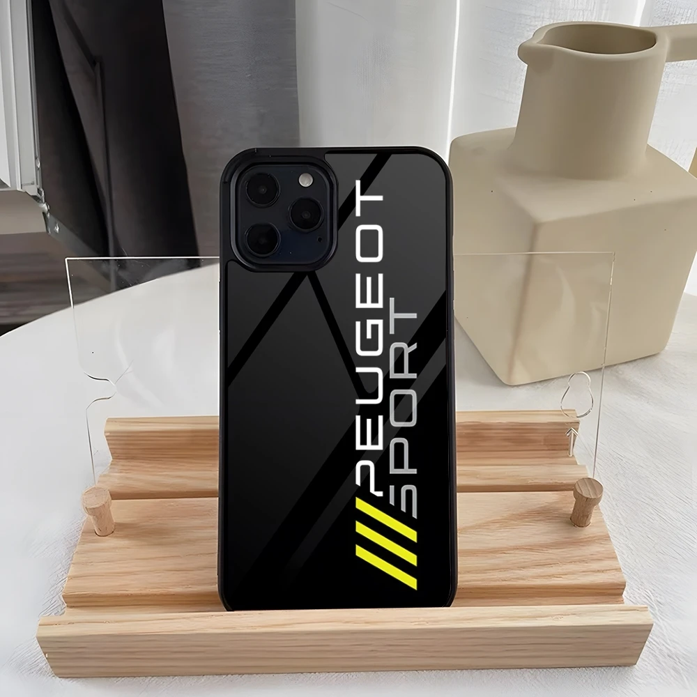 P-eugeotes Car Logo Phone Case Silicone PC+TPU Case For IPhone 16 15 14 11 12 15 13 Pro Max 8 7 6 Plus X SE XR Hard Shell Fundas