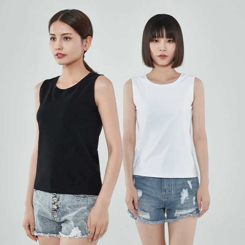 

Womens Cotton Camis Solid color Female Slim Sleeveless Casual Vest Solid Color Crop Lower Cut Top For Ladies Fitness Vest Summer