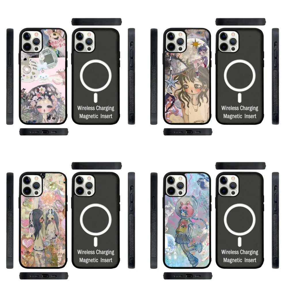 Aya Takano Japanese painter Phone Case Strong Magnetic For IPhone 15,14,13,Pro,Max,Plus,11,12,Mini For Magsafe Wireless Charging