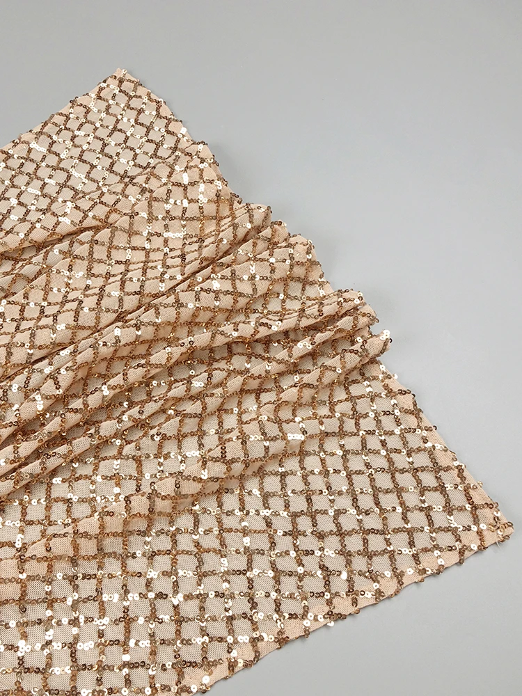 VC Gold Sequins Strapless Long Dress For Women Sequins Gold Crystal Split Maxi Long Gowns  Elegant Evening Party Club Vestido