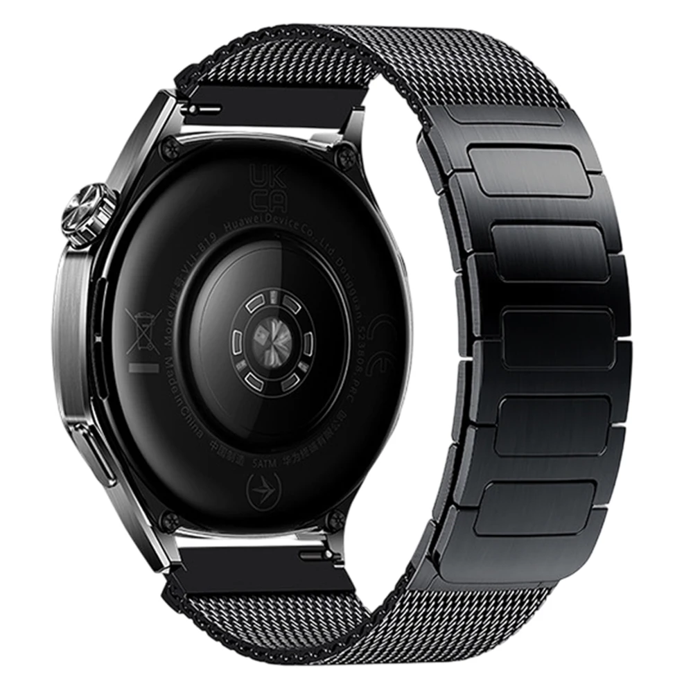 

22mm Watch Band For Huawei Watch GT 5 Pro 46mm / GT 5 46mm / GT 4 46mm Braided I-Type Stainless Steel Magnetic Strap - Black