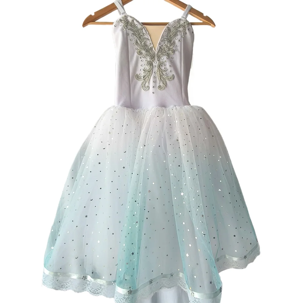 Romantic Tutu Long Ballet Dress For Girls Kids Professional Swan Lake Ballerina Dress Kids Modern Dance Party Ballet Dress