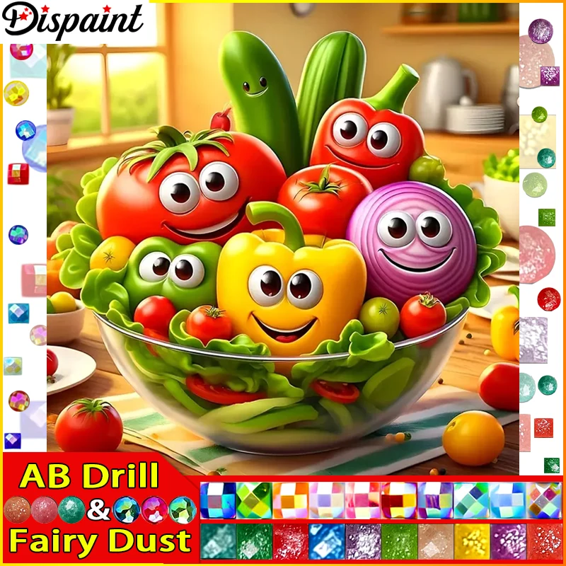 Dispaint Fairy Dust AB diamante bordado DIY Kit de pintura de diamante "paisaje pimienta cebolla" 5D costura diamante decoración del hogar