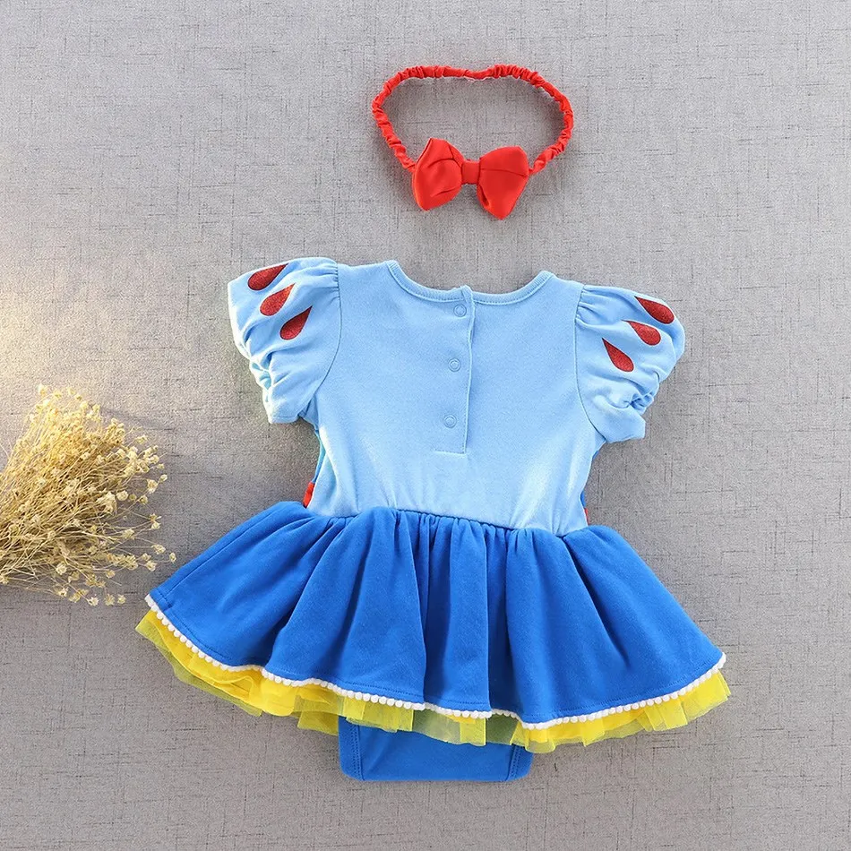 Baby Girl Romper Dress Kids Cotton Halloween Clothes Toddler Belle Mermaid Snow White Costume Infant Princess Outfit 3-18 Month