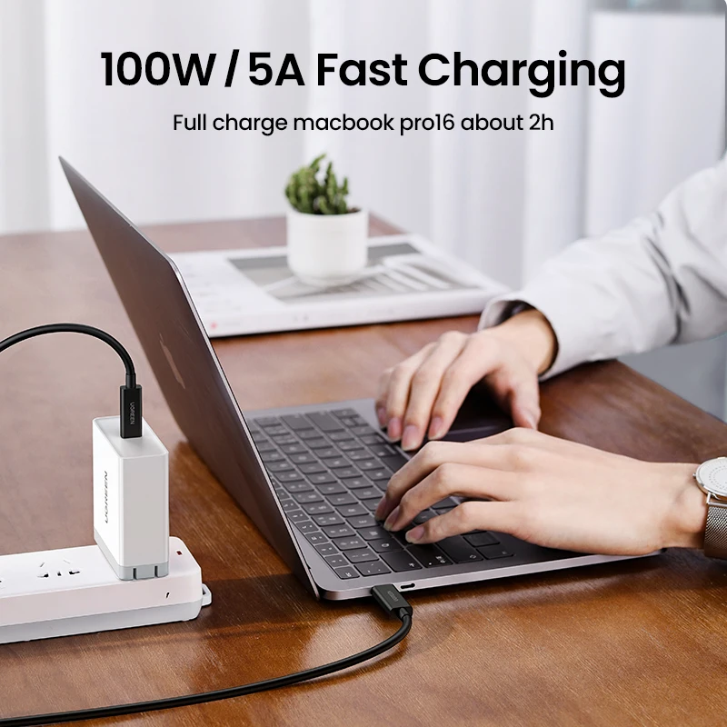 Ugreen-썬더볼트 4 케이블 0.8m 2m 40Gbps 8K @ 60Hz usb c형 PD100W 5A, 애플 맥북 노트북 충전 데이터 호환